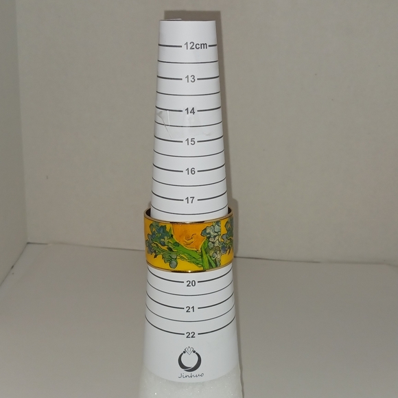 Erwin Pearl 22K Goldplated & Enamel Van Gogh "Irises" Bangle - Picture 3 of 11